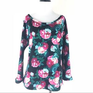 DIVIDED Floral wide neck long sleeve sweater Sz M